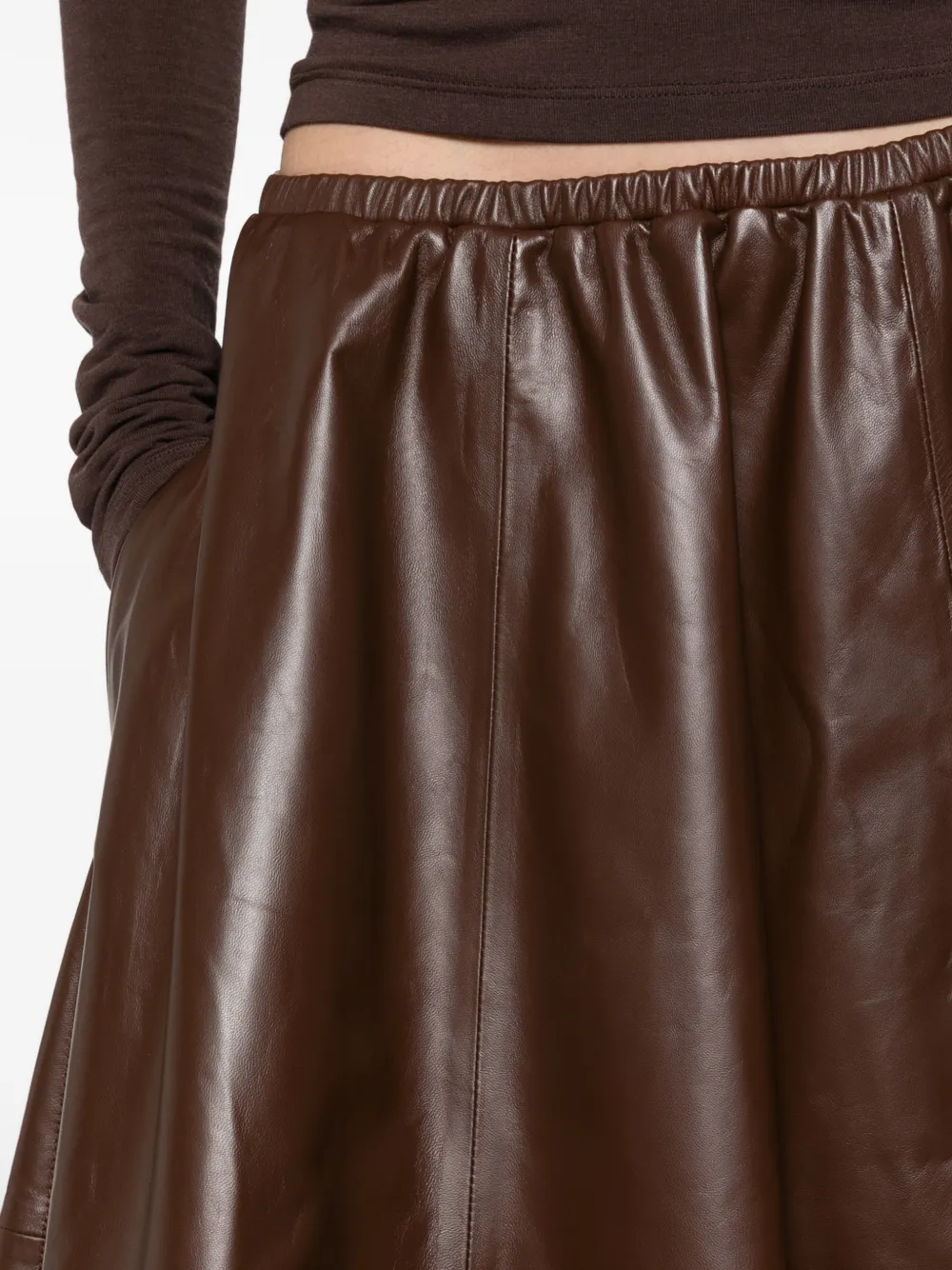 Alberta Ferretti panelled leather maxi skirt Bruin