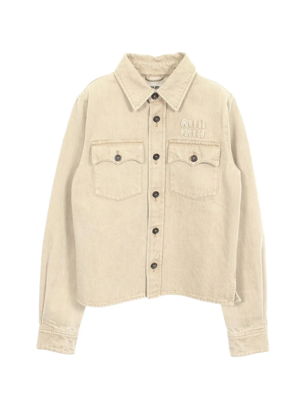 Miu Miu Pre-Owned 2010s logo denim jacket - Tons neutres Miu Miu Pre-Owned 2010s logo denim jacket - Tons neutres
