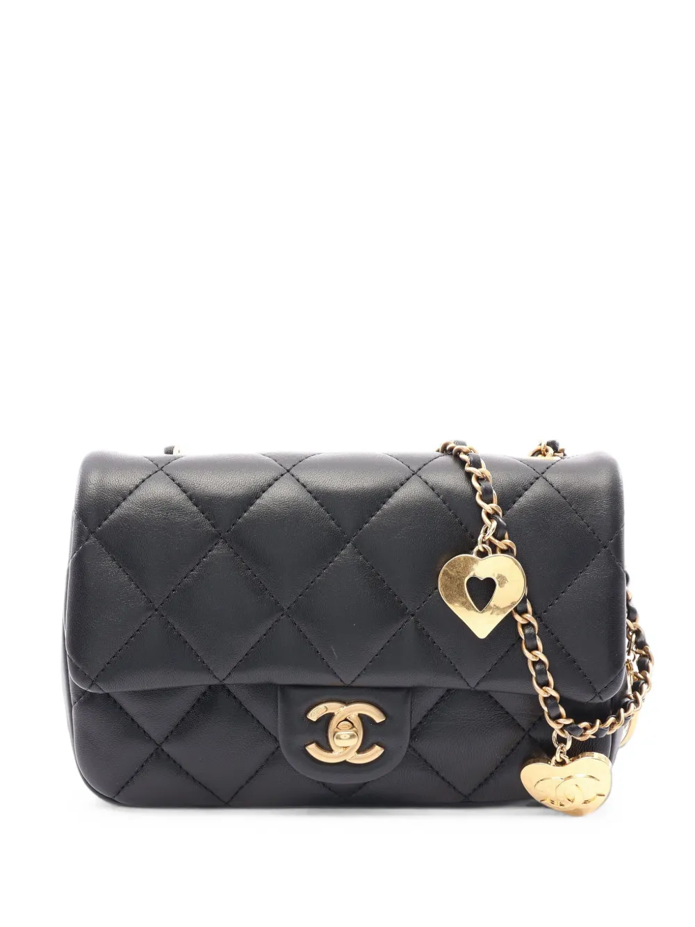 CHANEL Pre-Owned 2021s matelassé heart-charm shoulder bag - Schwarz