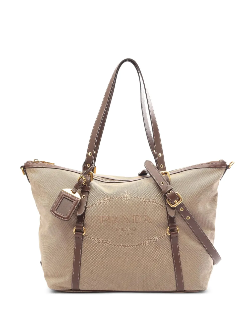 Prada Pre-Owned 2010s logo jacquard tote bag - Toni neutri