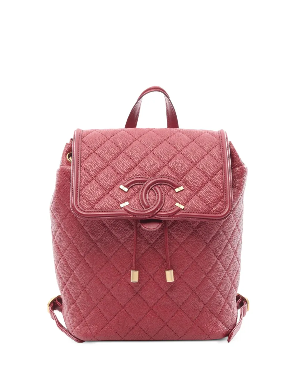 CHANEL Pre-Owned 2018-2019 CC Filigree matelassé backpack - Red