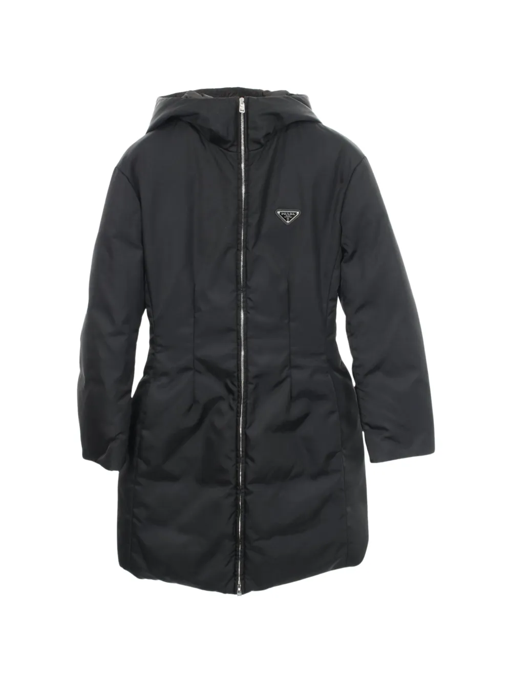 Prada Pre-Owned 2000s Re-Nylon triangle logo coat - Black