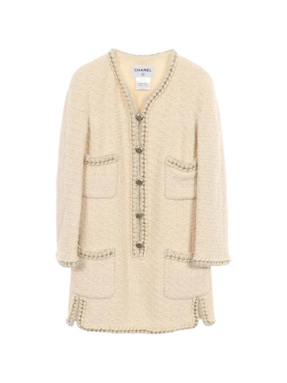 CHANEL Pre-Owned 1986-1988 Cocomark button tweed dress - Toni neutri
