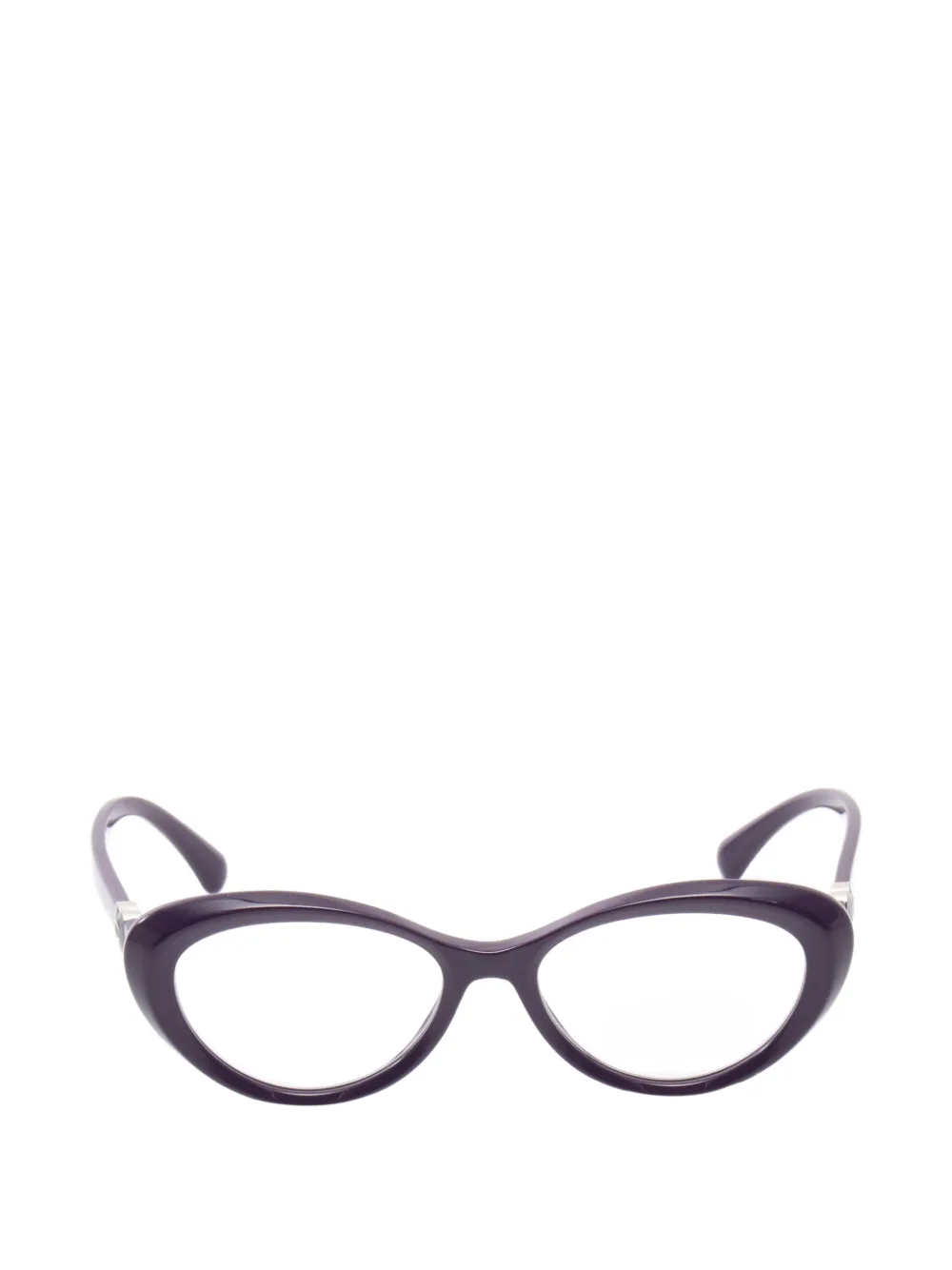 CHANEL Pre-Owned lunettes de vue à monture papillon et motif de cœur (1986-1988) - Violet CHANEL Pre-Owned lunettes de vue à monture papillon et motif de cœur (1986-1988) - Violet