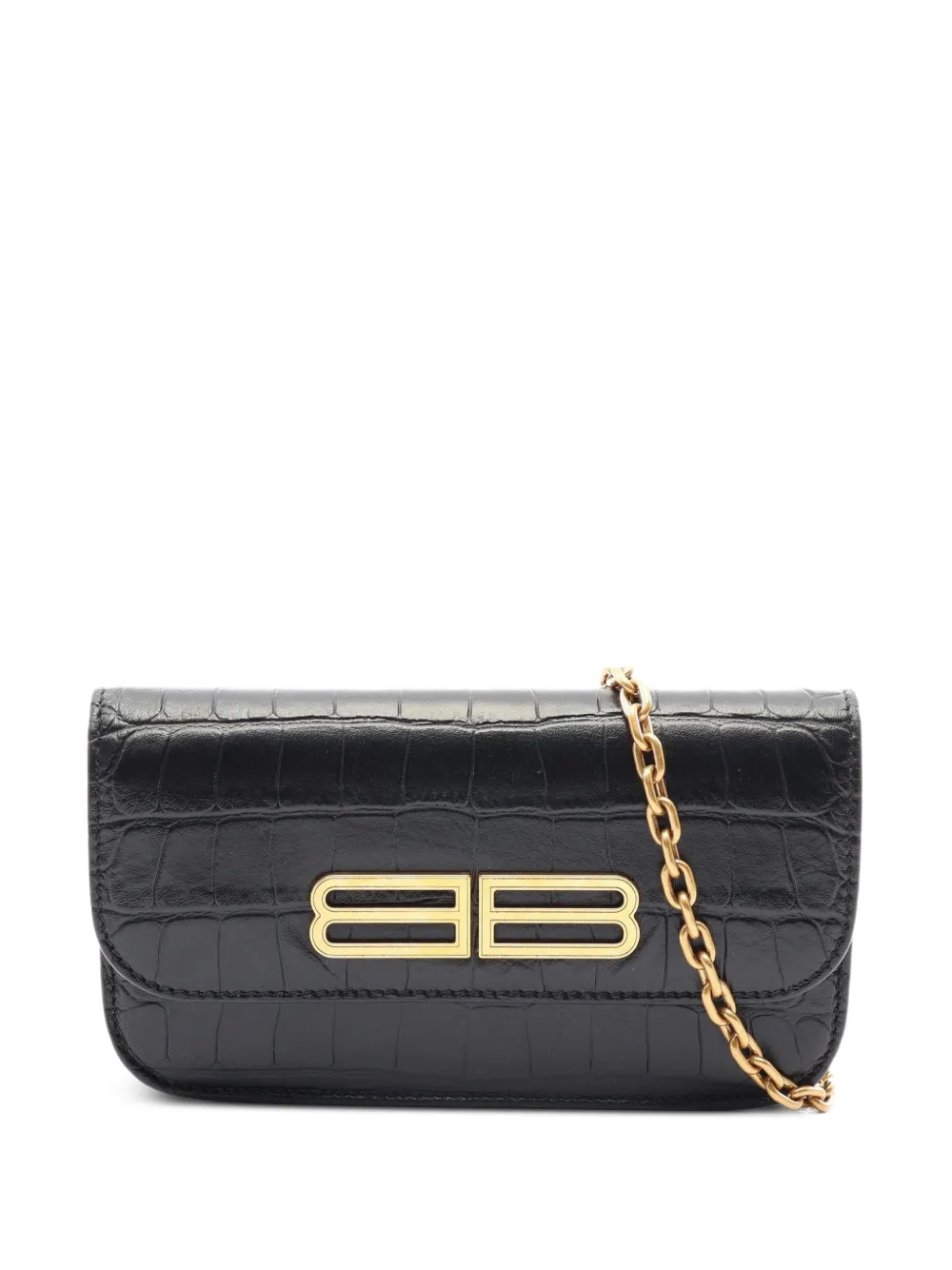 Balenciaga Pre-Owned 2010s Gossip crocodile-embossed chain bag - Schwarz
