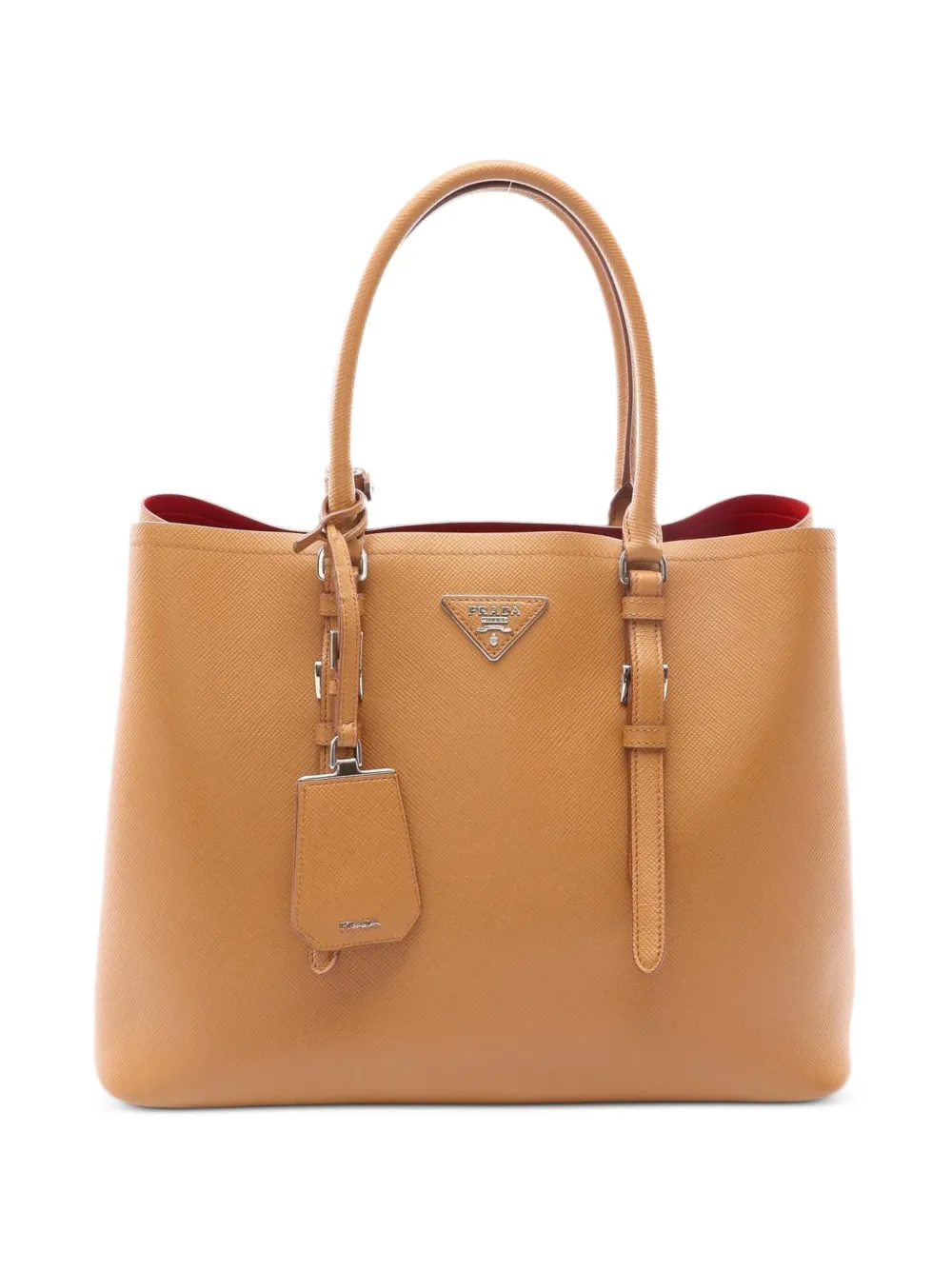 Prada Pre-Owned 2010s Saffiano triangle logo tote bag - Braun