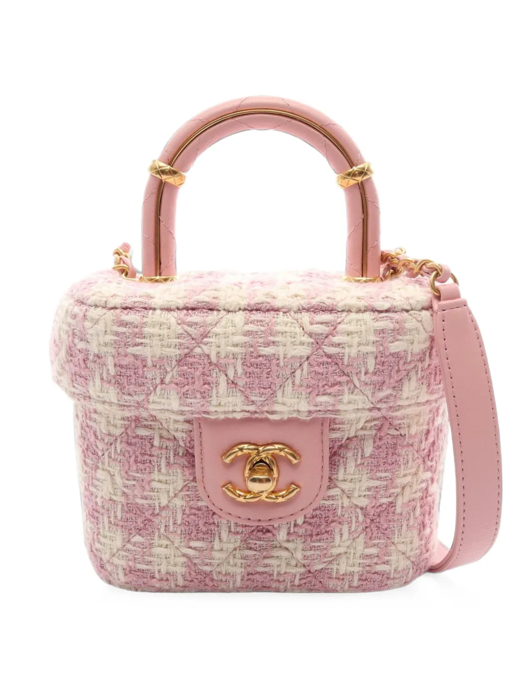 CHANEL Pre-Owned 2021 Matelassé Vanity 2-Way tweed shoulder bag - Rosa