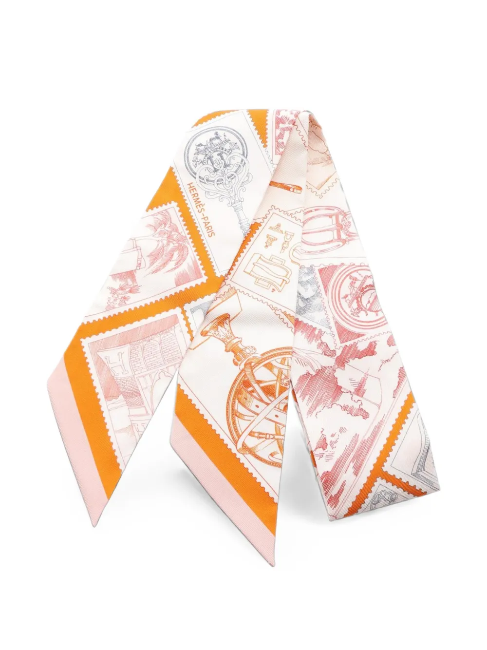 Hermès Pre-Owned 2020s Le Philateliste Du Faubourg Twilly silk scarf - Nude