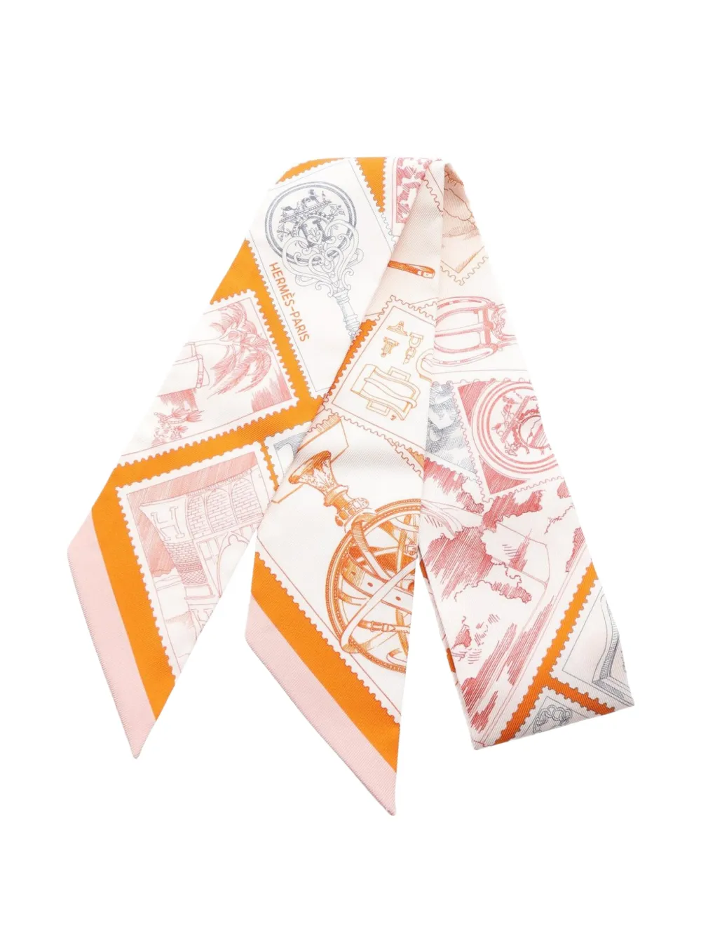 Hermès Pre-Owned 2020s Le Philateliste Du Faubourg Twilly silk scarf - Nude