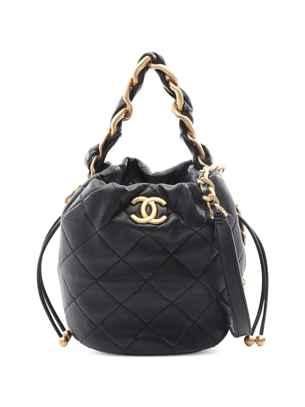 CHANEL Pre-Owned Matelassé chain bucket bag - Schwarz