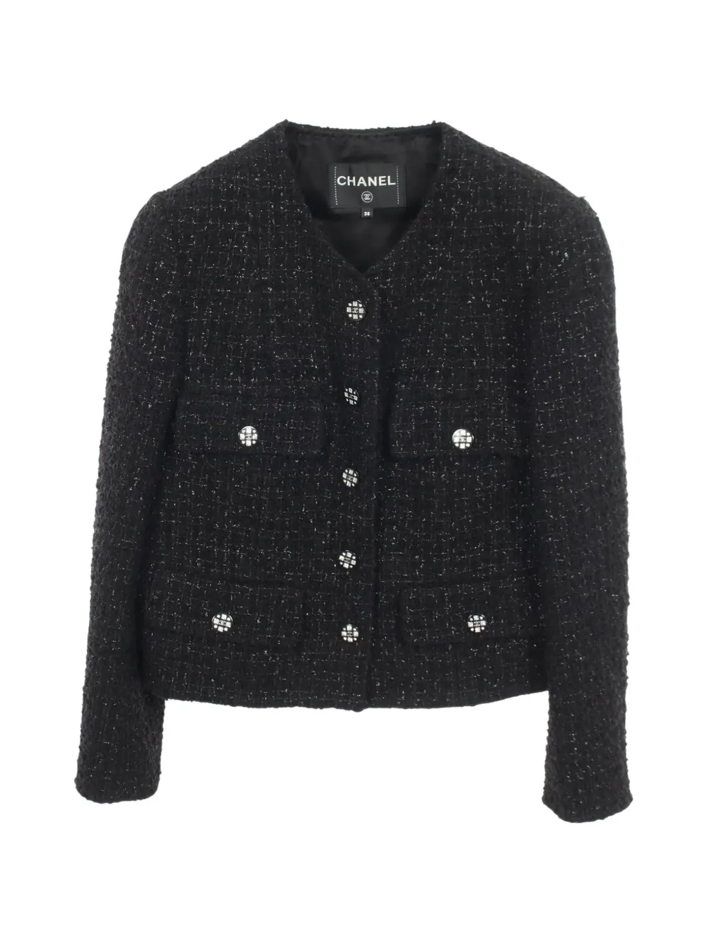 CHANEL Pre-Owned 1986-1988 buttoned tweed jacket - Schwarz