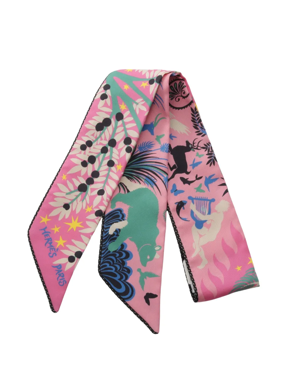 Hermès Pre-Owned 2020s Under the Charm of Orpheus Twilly silk scarf - Rosa