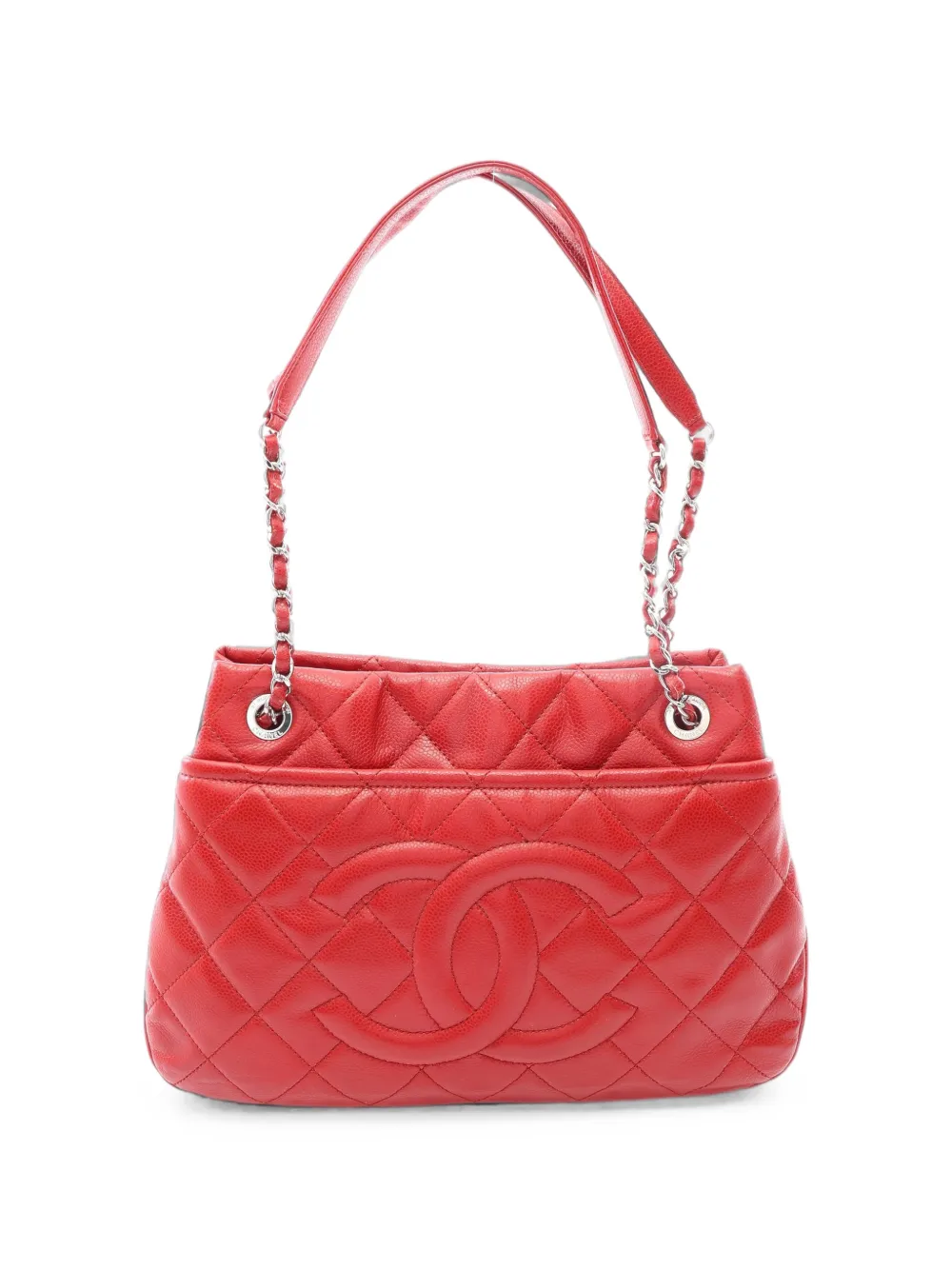 CHANEL Pre-Owned 2012-2013 Matelassé Caviar leather tote bag - Rouge CHANEL Pre-Owned 2012-2013 Matelassé Caviar leather tote bag - Rouge