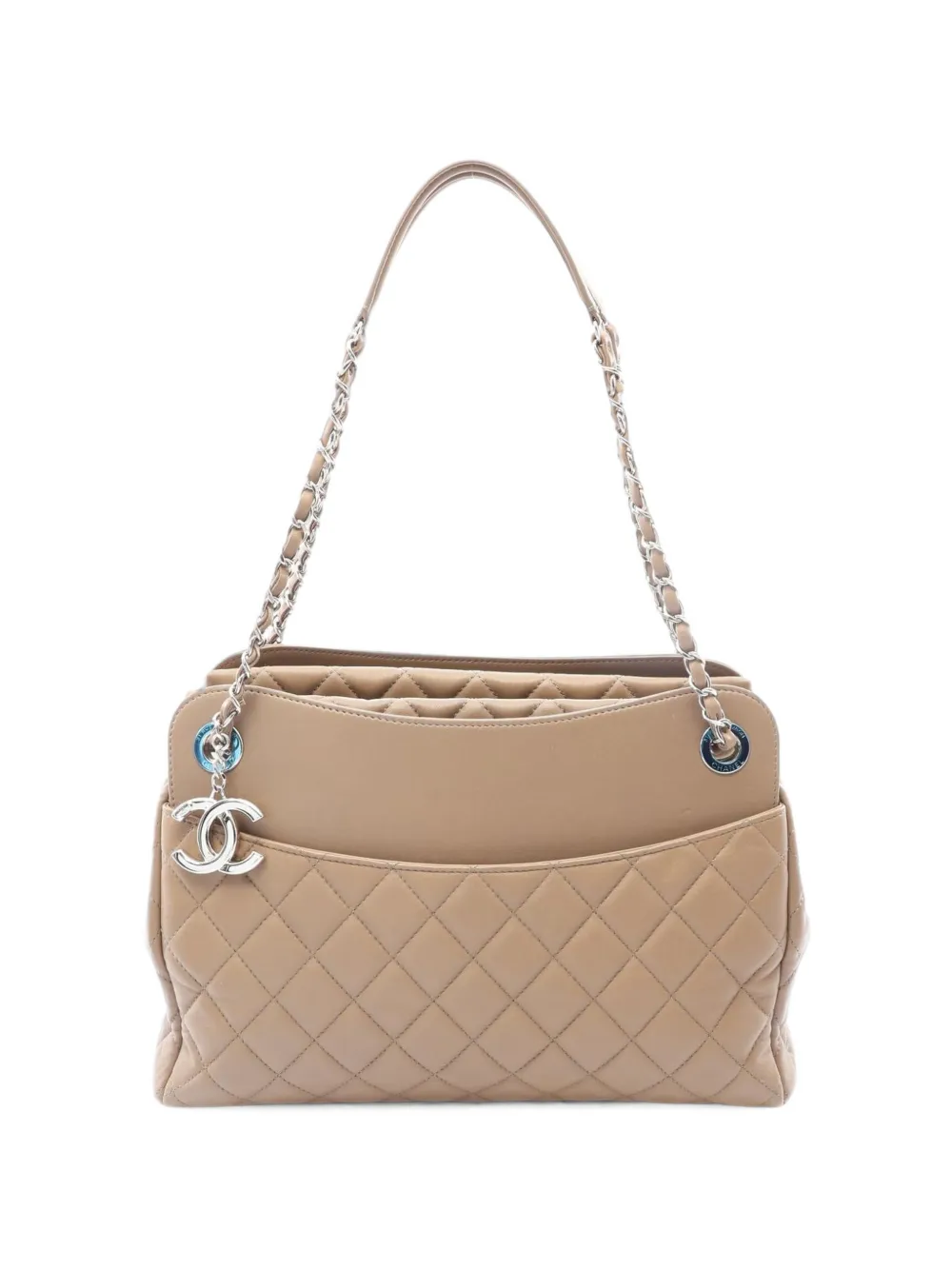 CHANEL Pre-Owned 2014-2015 Matelassé chain tote bag - Toni neutri