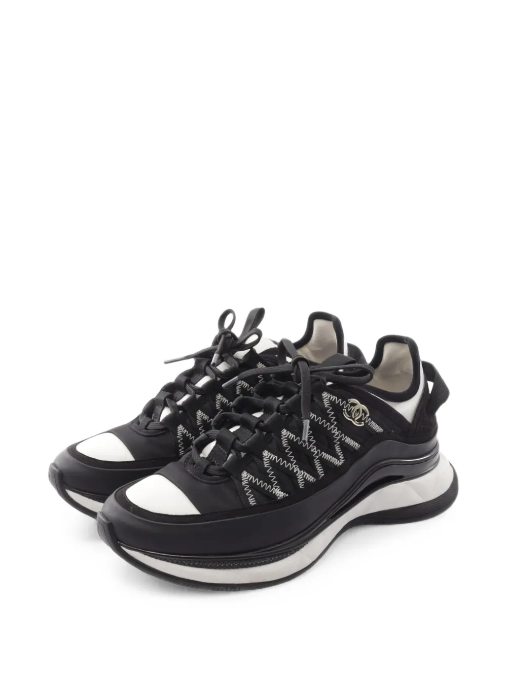 Pre-owned Chanel 1986-1988 Coco Mark Sneakers In Black