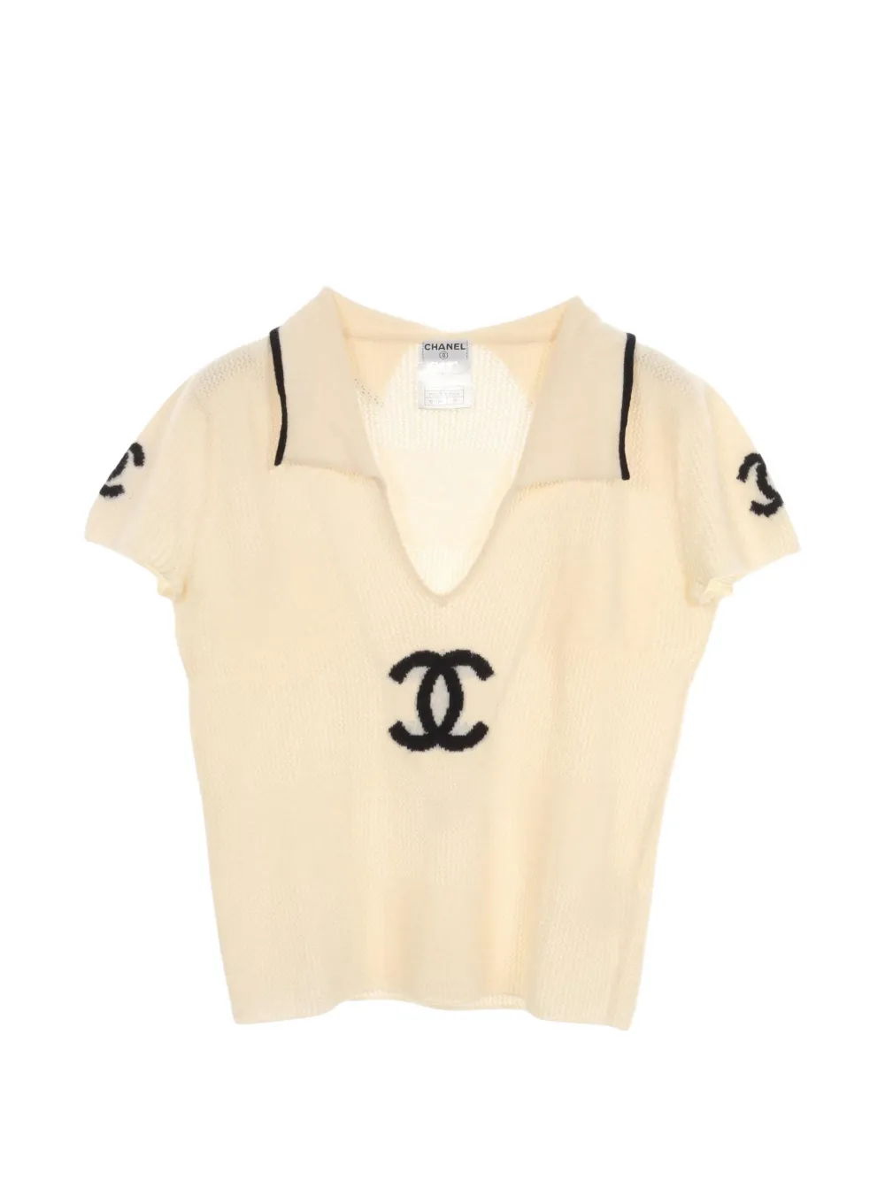 CHANEL Pre-Owned 1986-1988 Coco Mark short-sleeve knit T-shirt - Neutrals