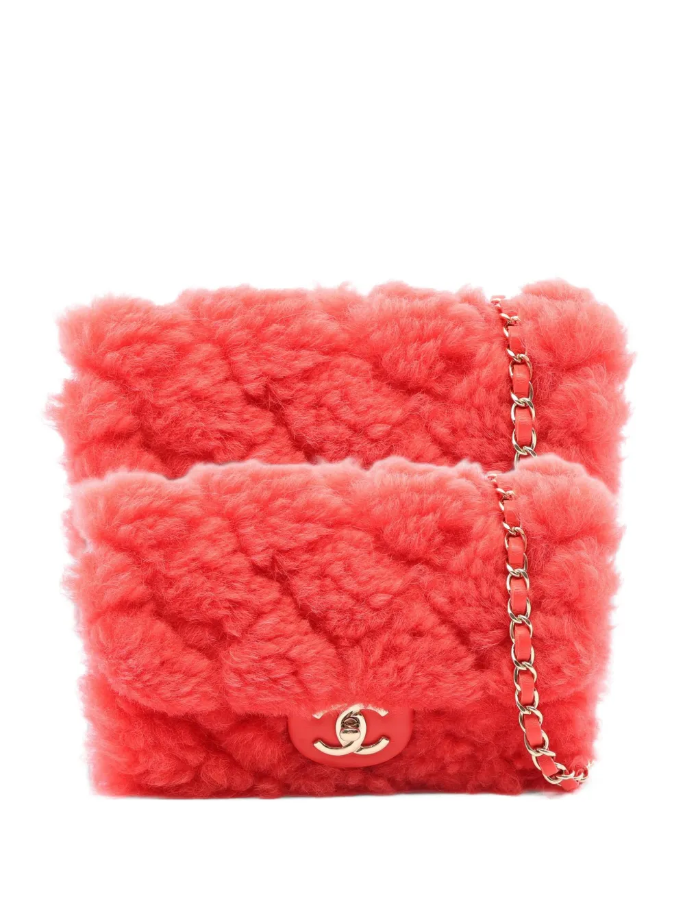CHANEL Pre-Owned 2019 small Shearling Classic Flap chain shoulder bag - Rot