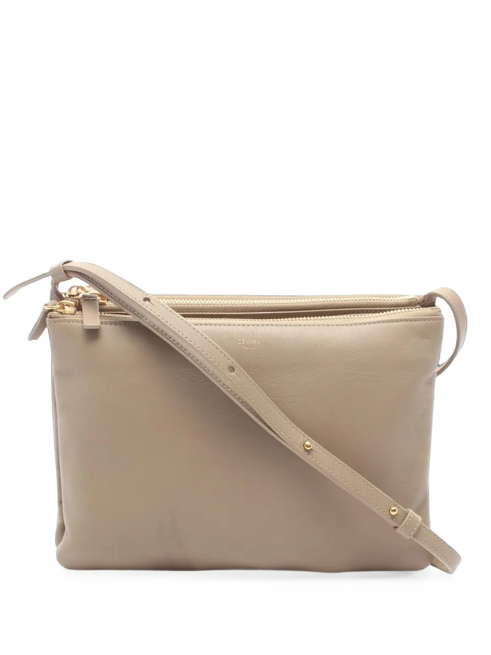 Celine Pre-Owned 2000s large Trio leather shoulder bag - Nude