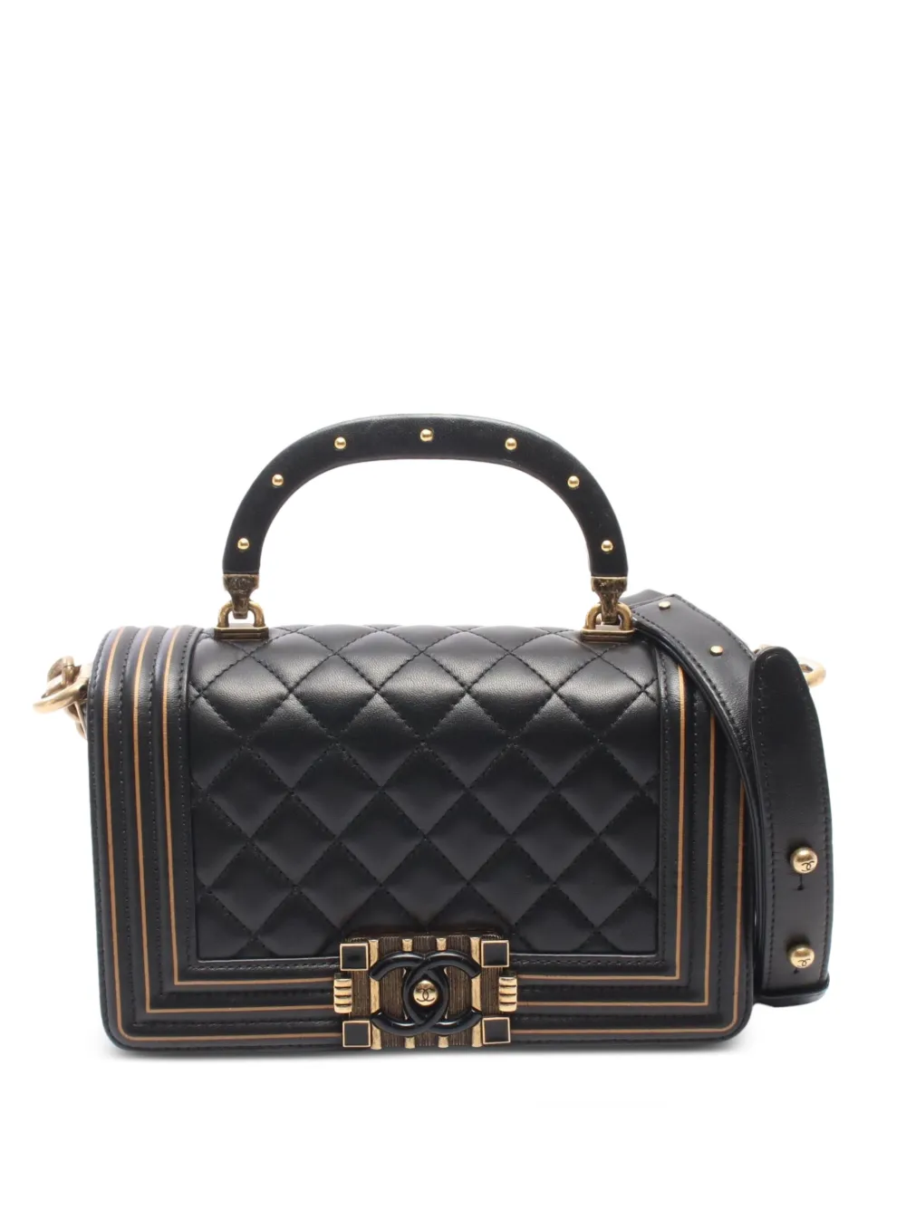CHANEL Pre-Owned 2017-2018 small Boy top-handle shoulder bag - Black