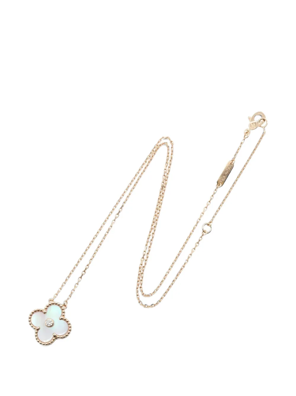 Pre-owned Van Cleef & Arpels 2010s Alhambra Diamond Necklace In Pink