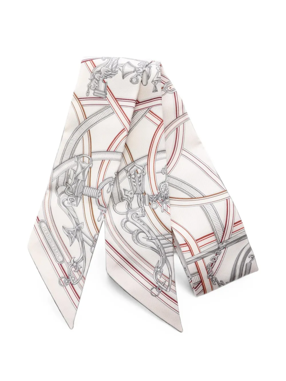 Hermès Pre-Owned 2020s Harnais Legendaire twilly scarf - Weiß