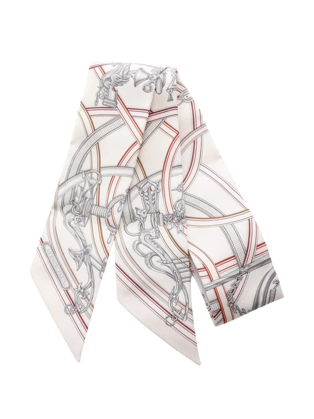 Hermès Pre-Owned 2020s Harnais Legendaire twilly scarf - Weiß