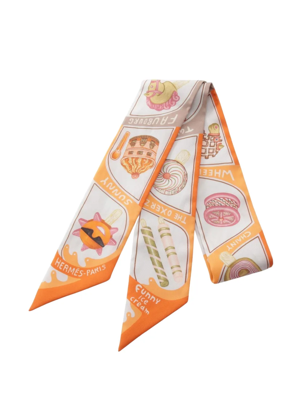 Hermès Pre-Owned 2000s Funny ice cream ribbon scarf - Weiß