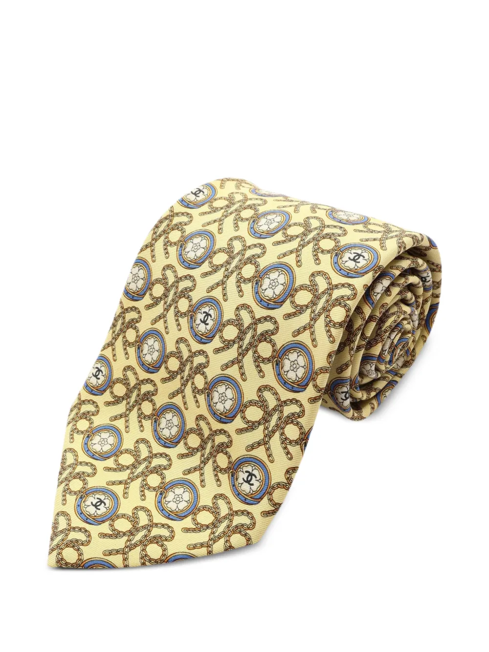 CHANEL Pre-Owned 1986-1988 Camellia tie - Gelb