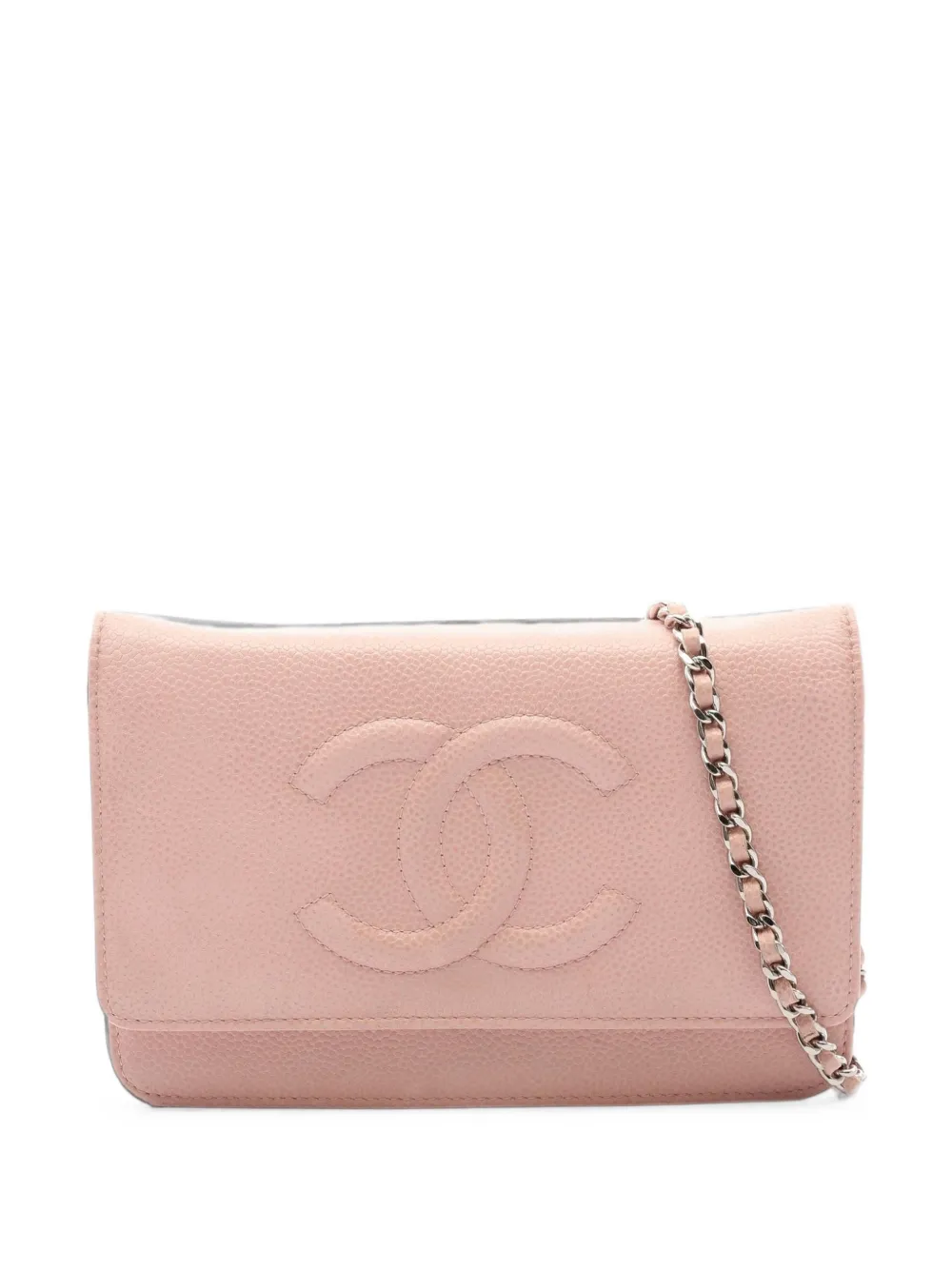 CHANEL Pre-Owned 2010-2011 CC Caviar wallet on chain - Rosa