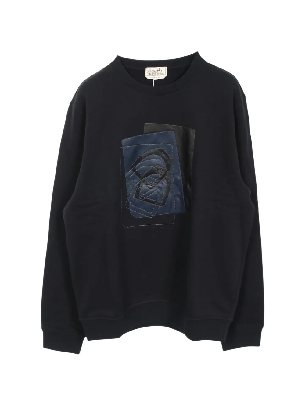 Hermès Pre-Owned sweat à écusson en cuir (années 2010) - Bleu
