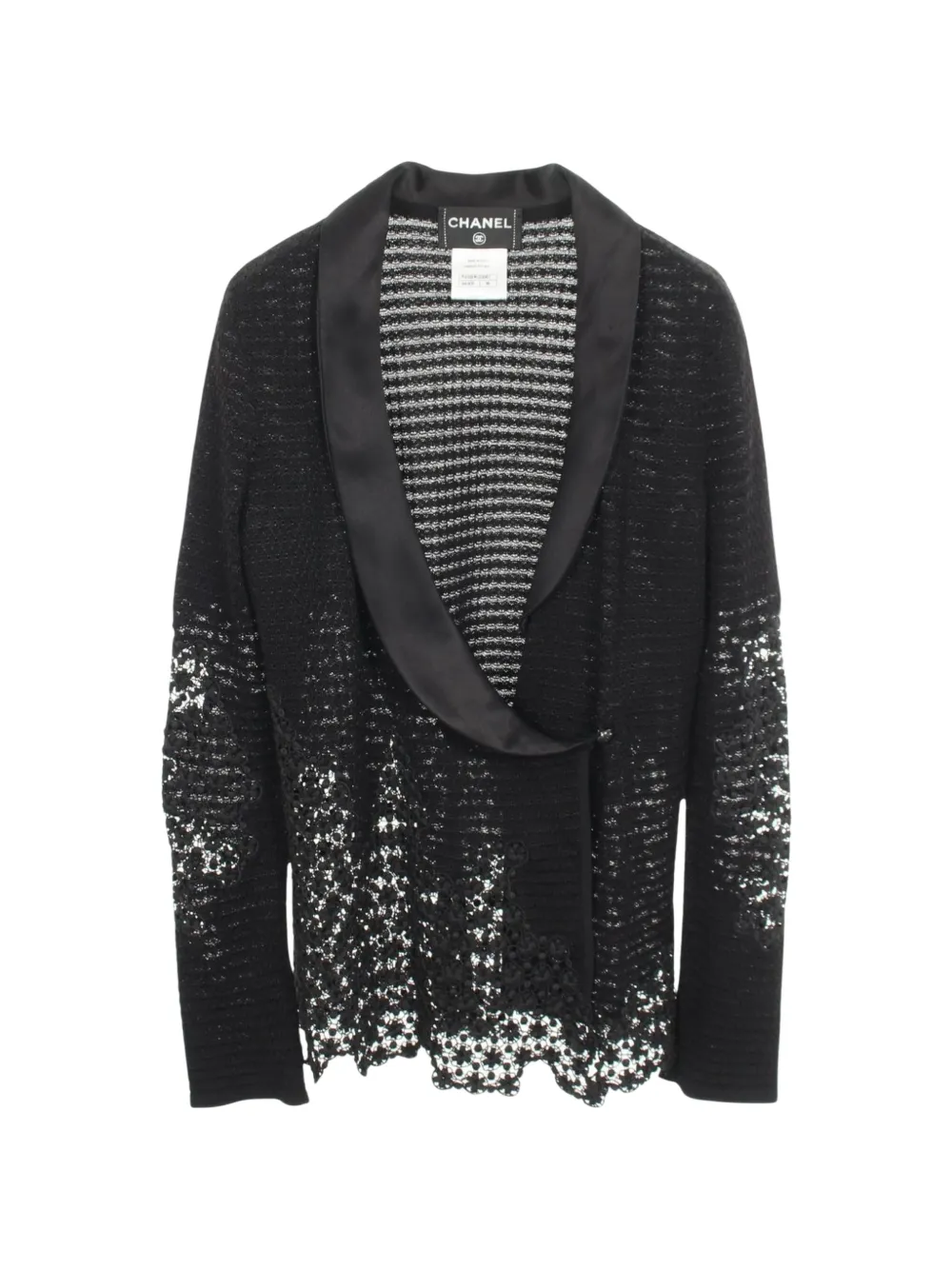 CHANEL Pre-Owned 1986-1988 lace-knit cardigan - Black