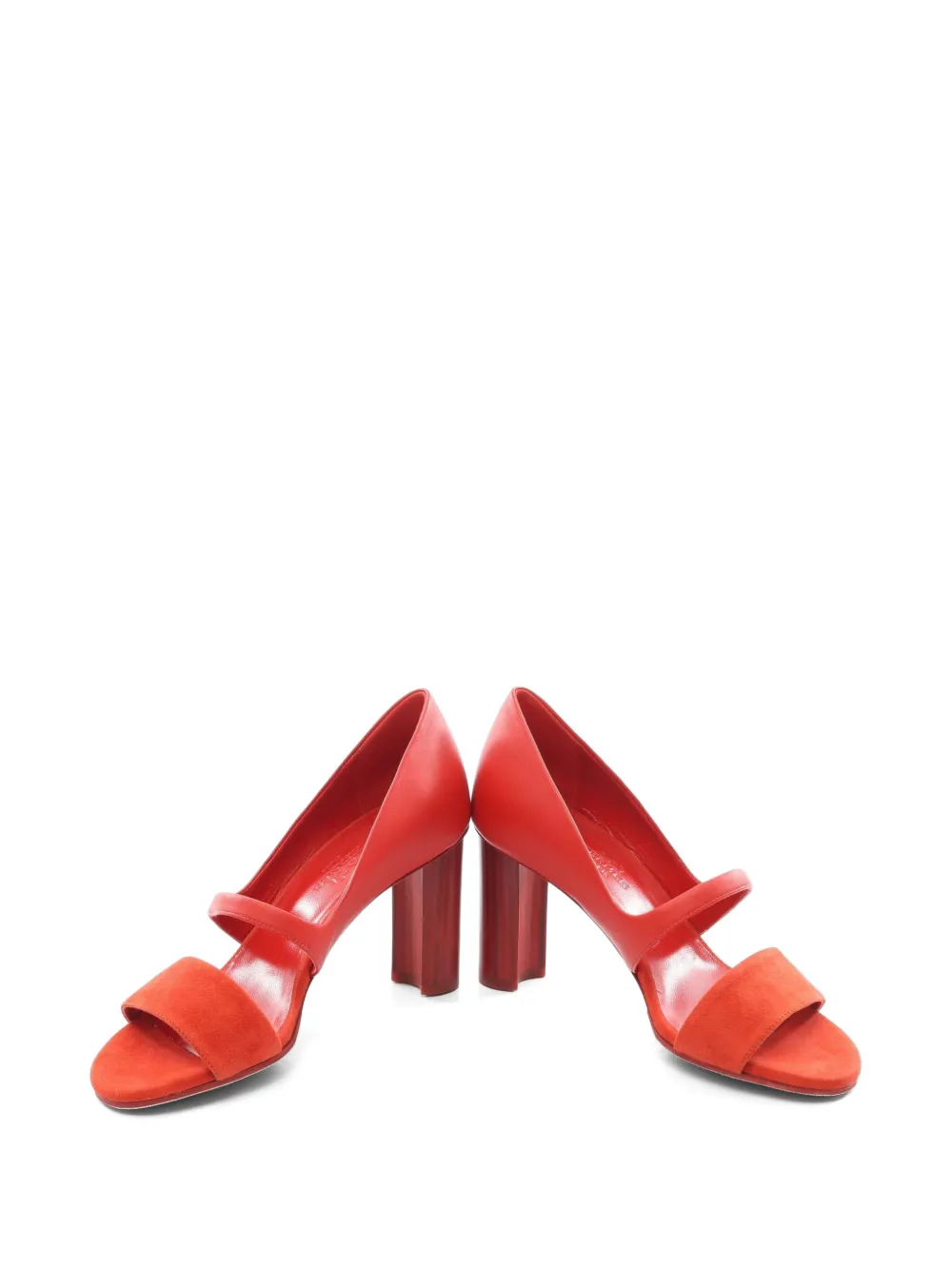 Hermès Pre-Owned escarpins en cuir à talon bloc (années 2010) - Rouge Hermès Pre-Owned escarpins en cuir à talon bloc (années 2010) - Rouge
