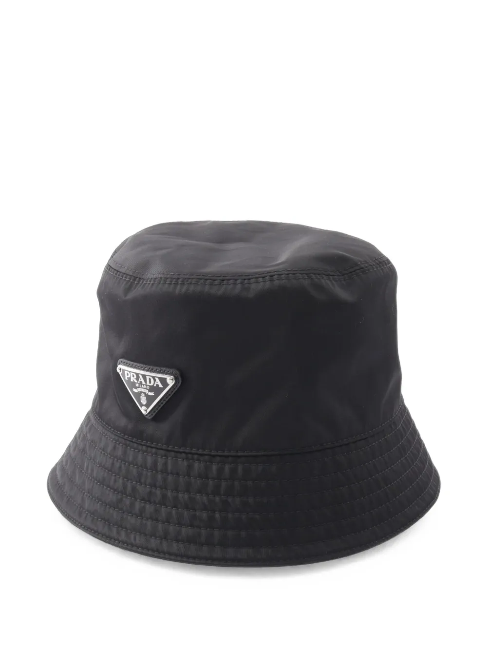 Prada Pre-Owned 2010s Re-Nylon triangle-logo bucket hat in Black