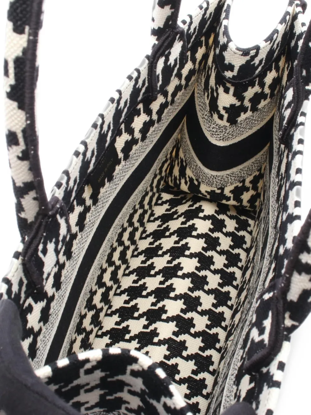 Christian Dior Pre-Owned 2010s medium Book Tote houndstooth tote bag Zwart