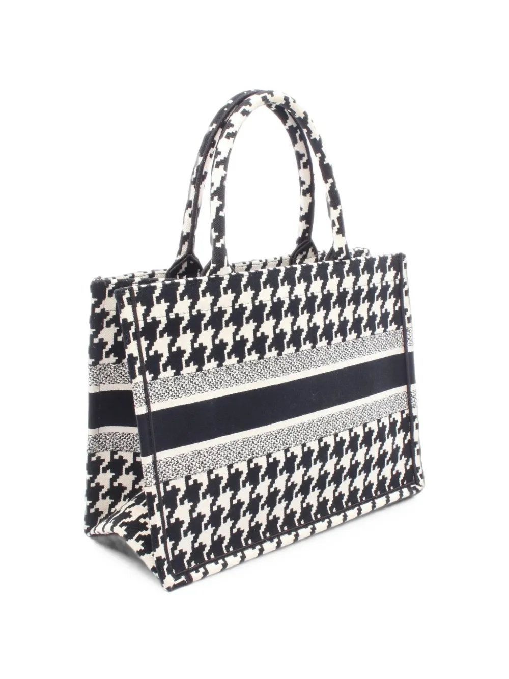 Christian Dior Pre-Owned 2010s medium Book Tote houndstooth tote bag Zwart