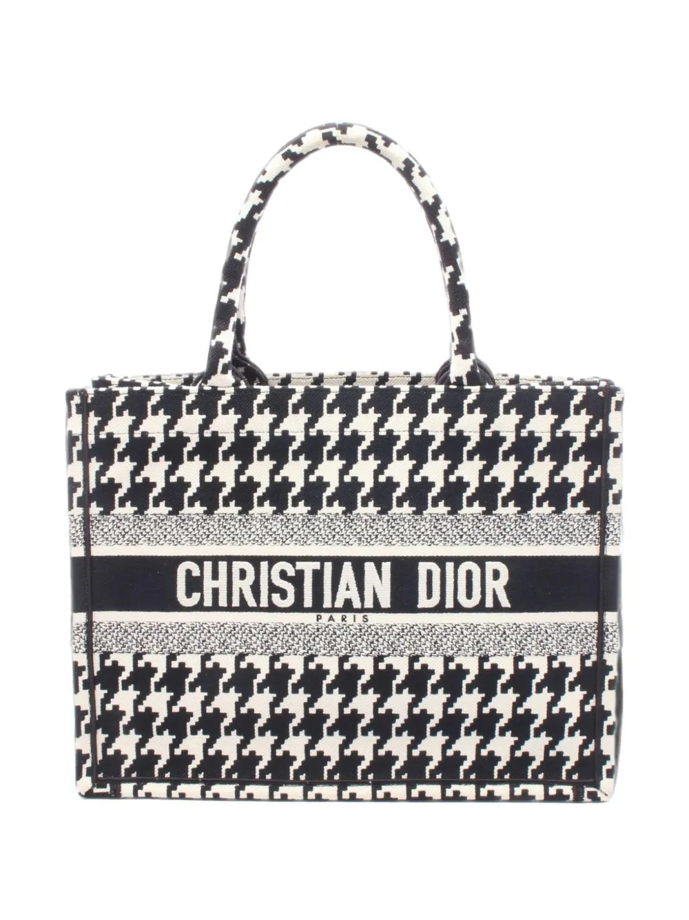 Christian Dior Pre-Owned 2010s medium Book Tote houndstooth tote bag - Noir Christian Dior Pre-Owned 2010s medium Book Tote houndstooth tote bag - Noir