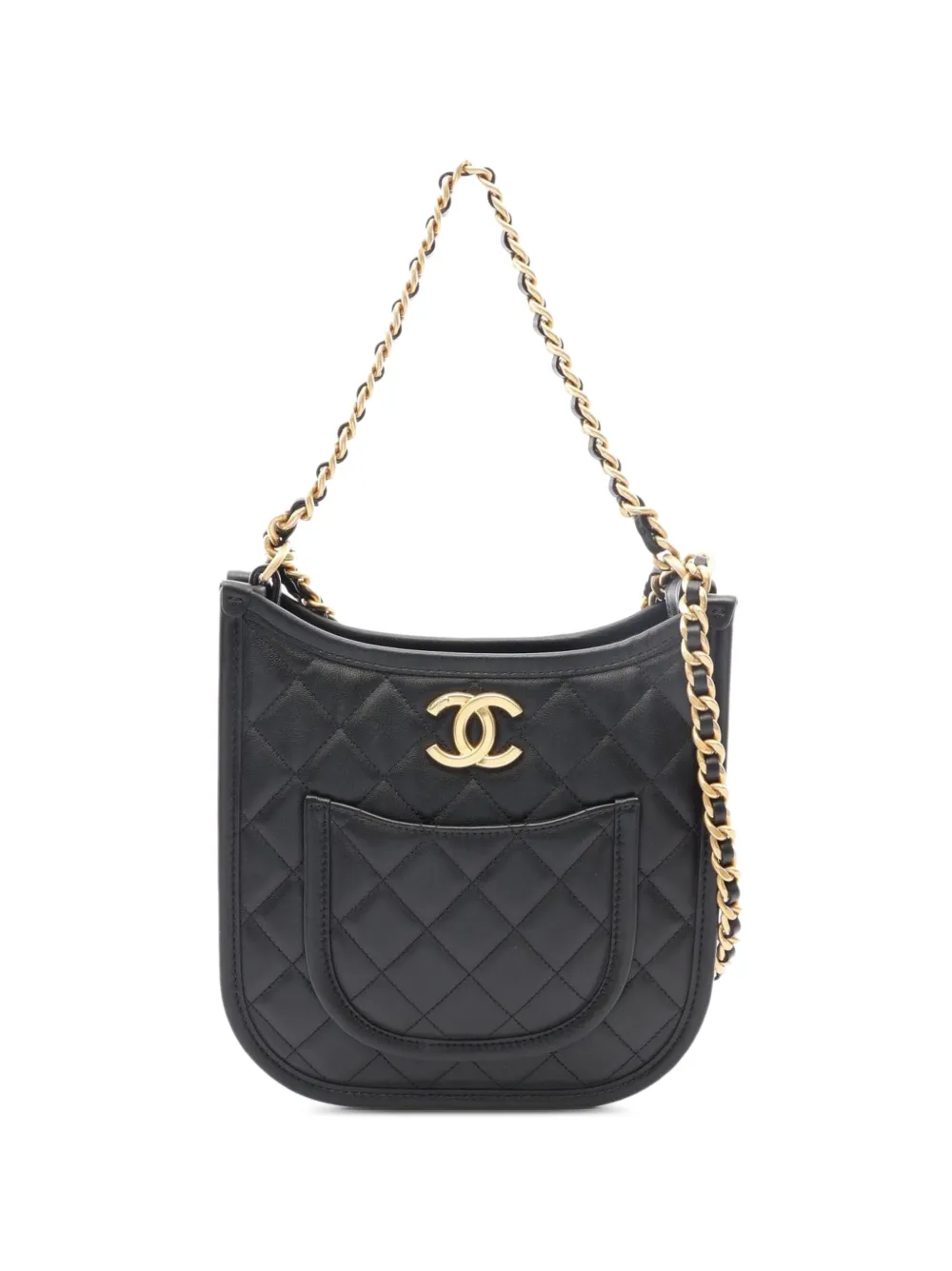 CHANEL Pre-Owned 2021 Matelassé chain shoulder bag - Black