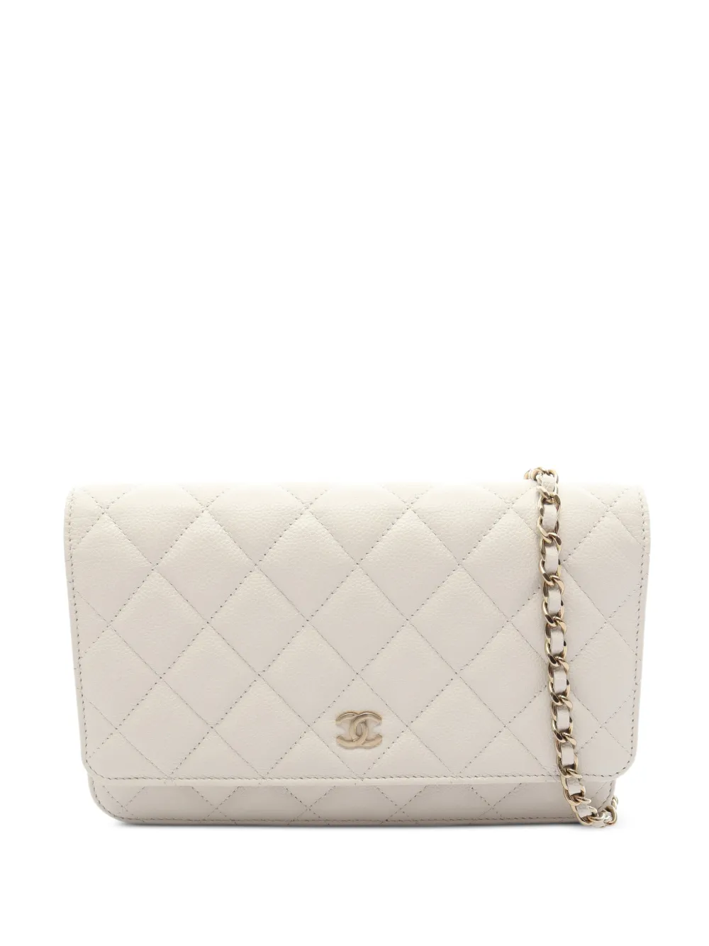 CHANEL Pre-Owned Matelassé Caviar chain-strap shoulder bag - White