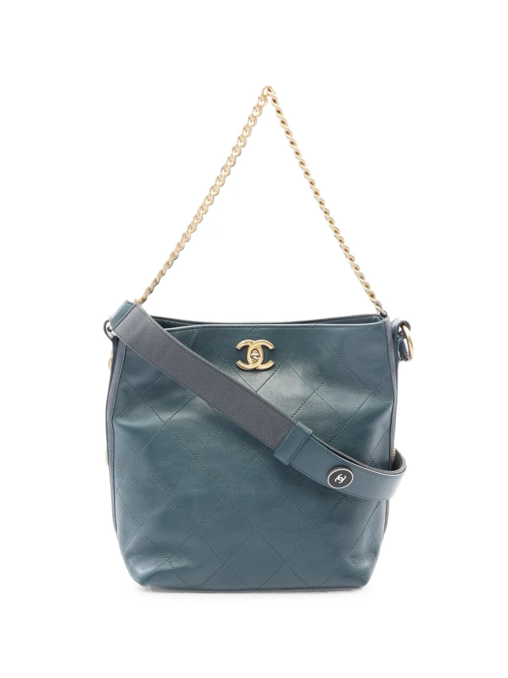 CHANEL Pre-Owned 2018-2019 Button Up Matelassé shoulder bag - Blu