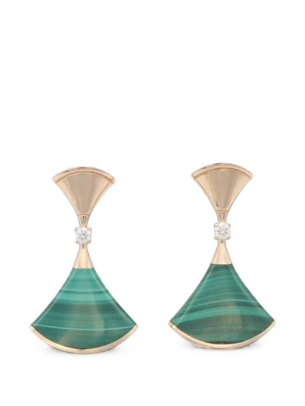 Bvlgari Pre-owned 2010s Divas' Dream Malachite and Diamond Earrings in Pink
