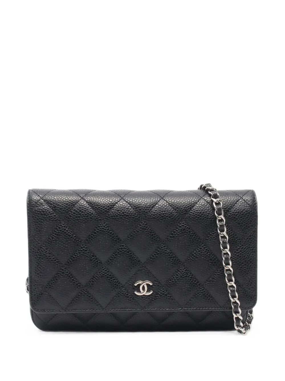 CHANEL Pre-Owned 2021 matelassé caviar-leather chain mini bag - Nero