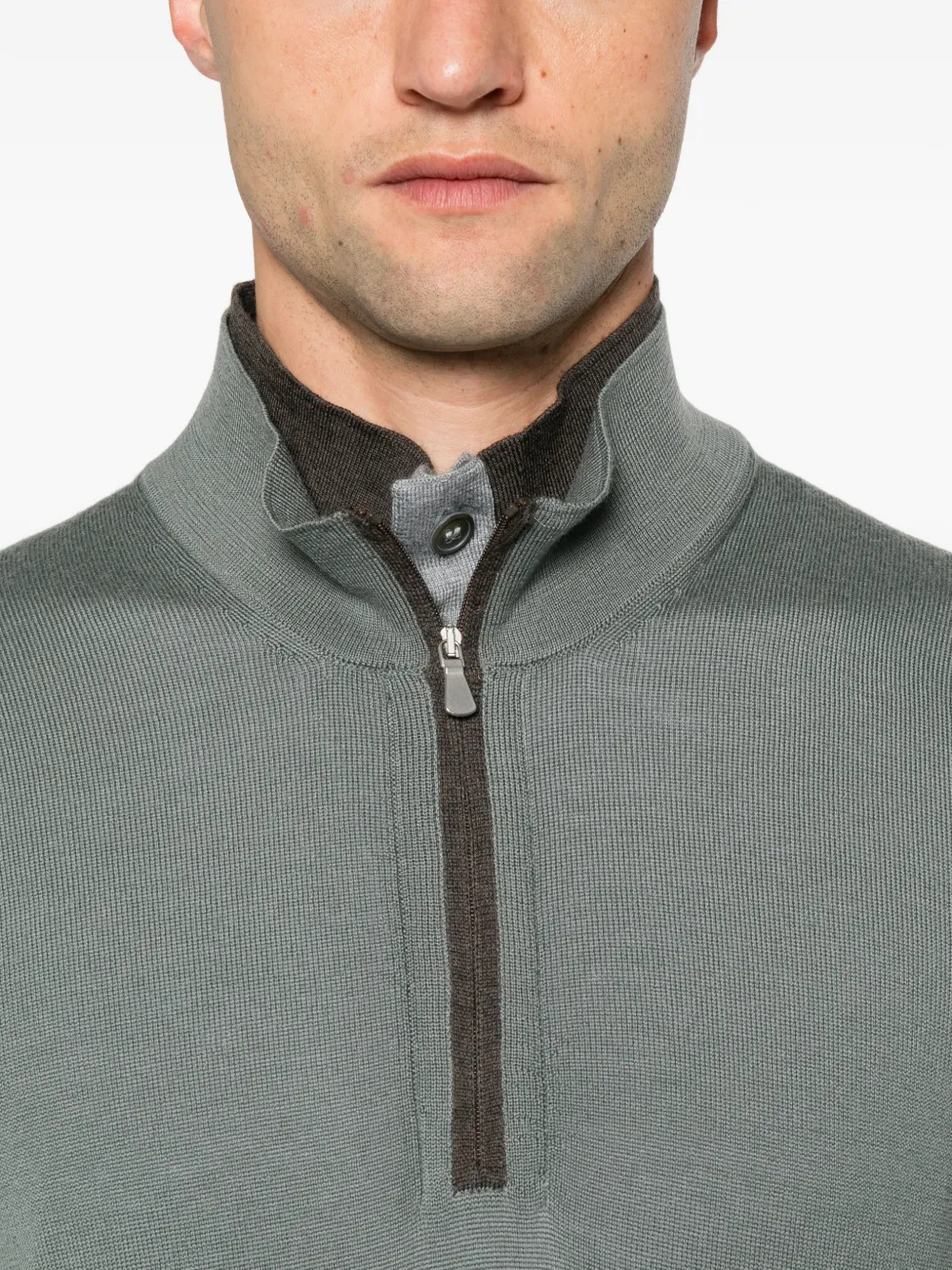 Gran Sasso zip-fastening high-neck sweater Groen