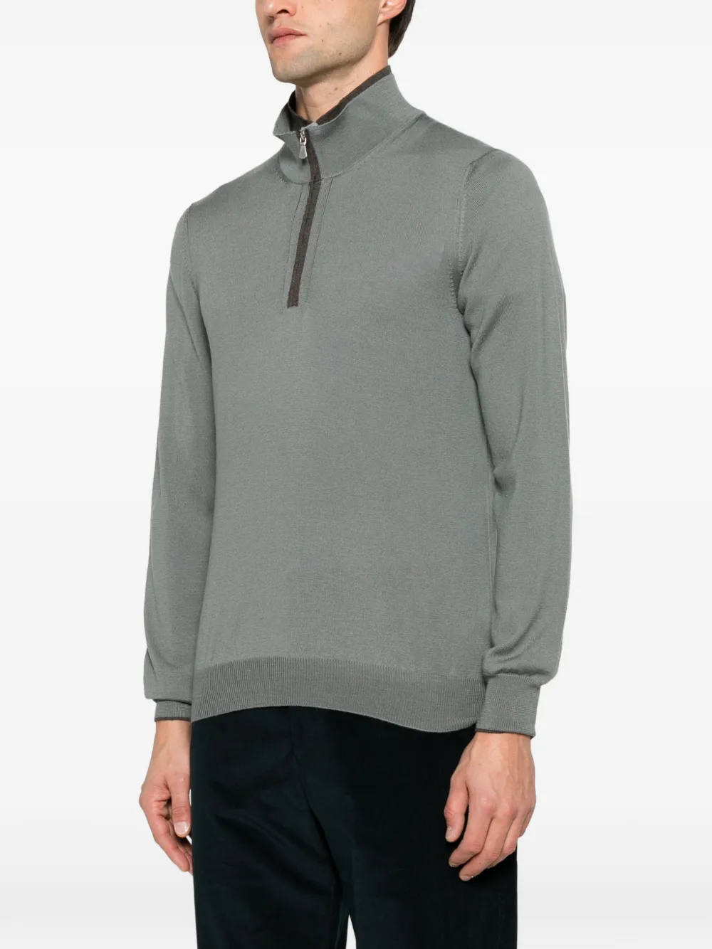 Gran Sasso zip-fastening high-neck sweater Groen