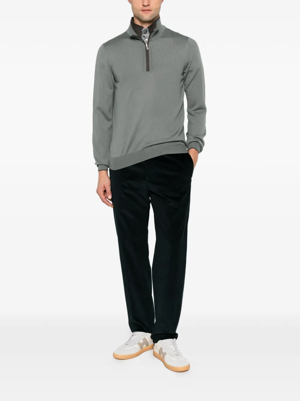 Gran Sasso zip-fastening high-neck sweater Groen