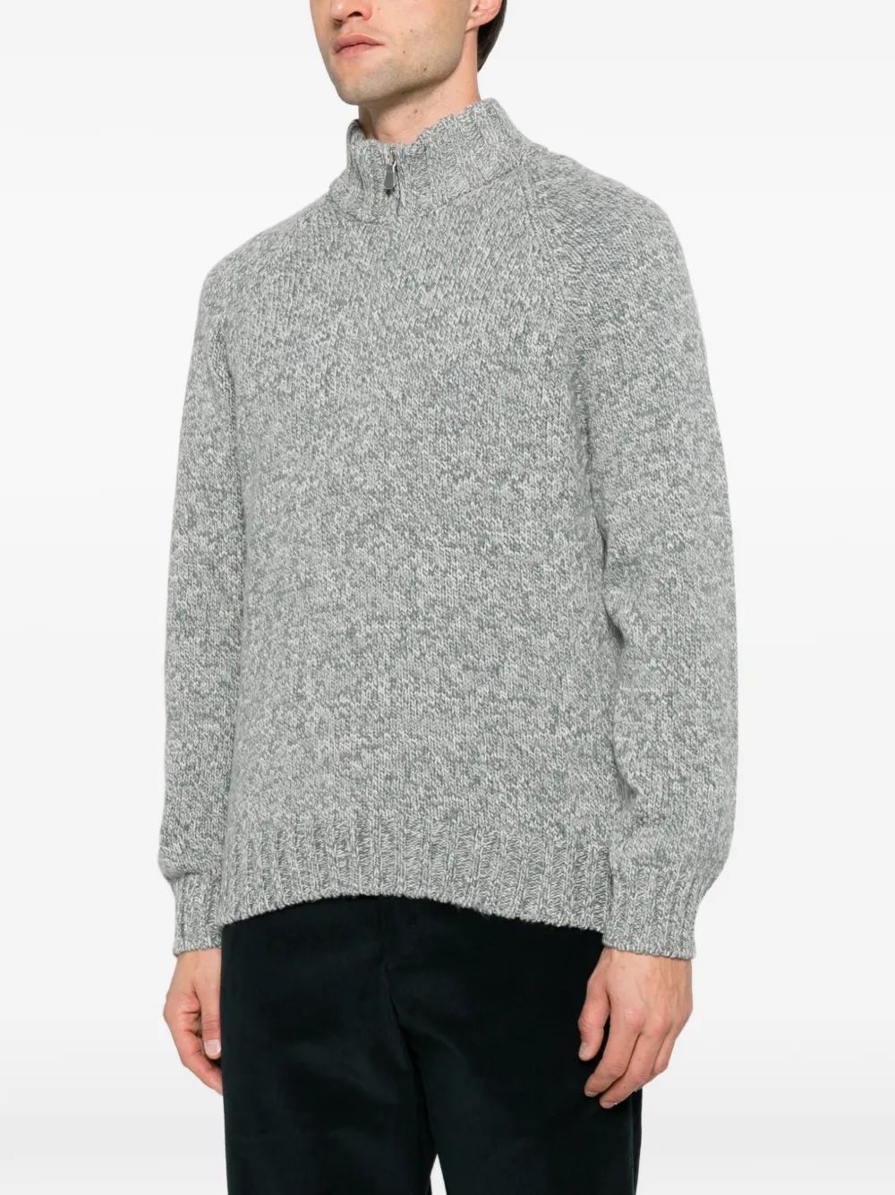Gran Sasso half-zip chunky-knit sweater Groen