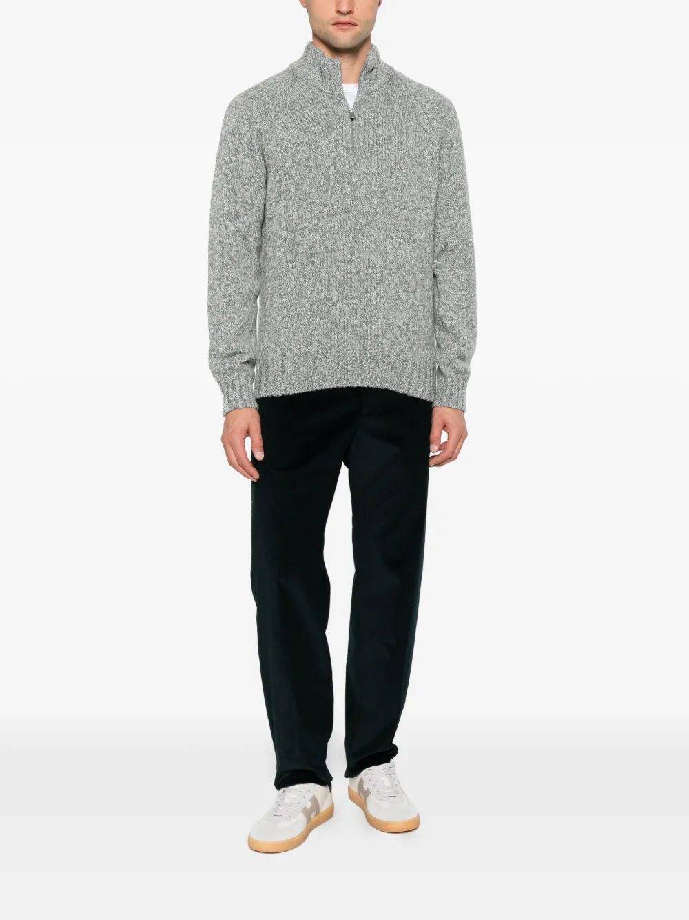 Gran Sasso half-zip chunky-knit sweater Groen