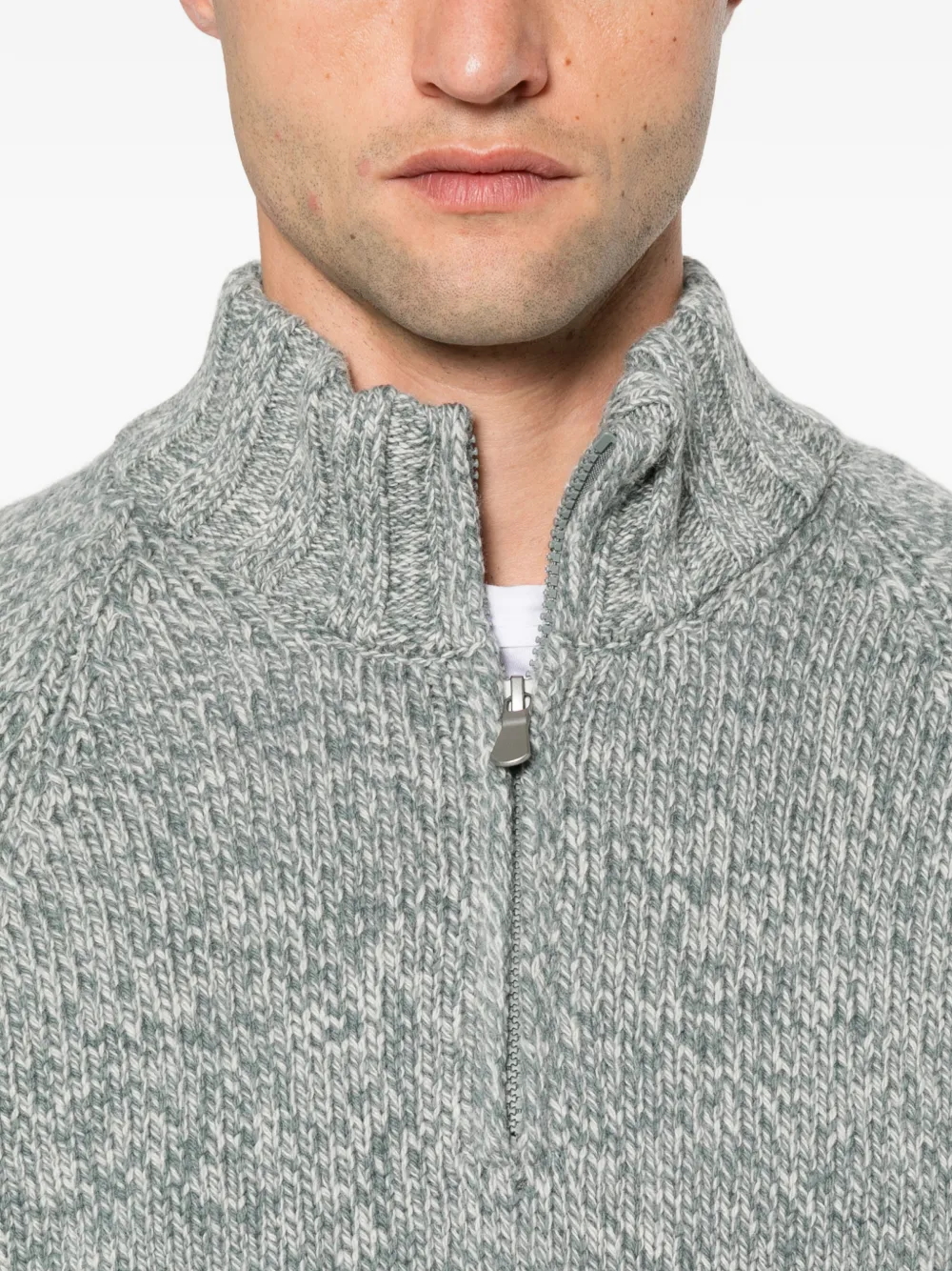 Gran Sasso half-zip chunky-knit sweater Groen