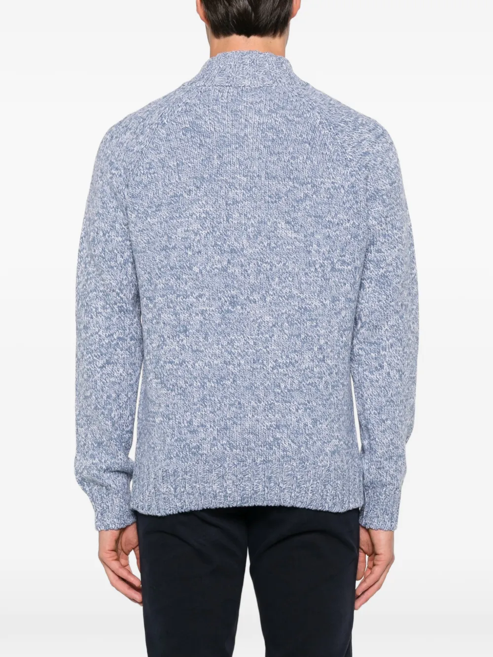 Gran Sasso quarter-zip melange sweater Blauw