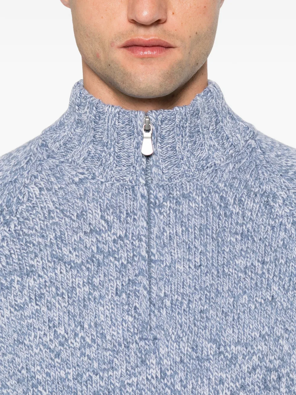 Gran Sasso quarter-zip melange sweater Blauw