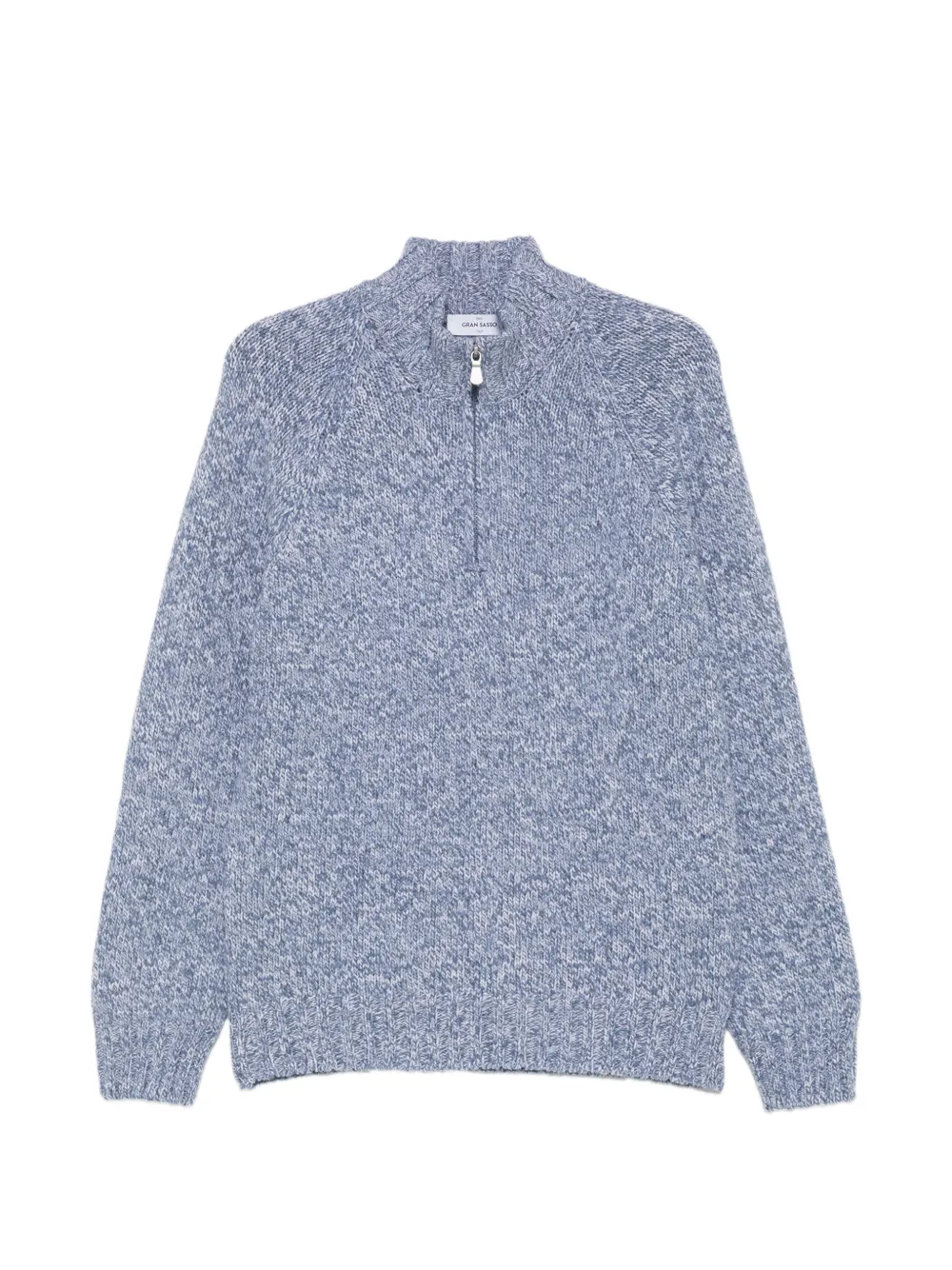 Gran Sasso quarter-zip melange sweater Blauw